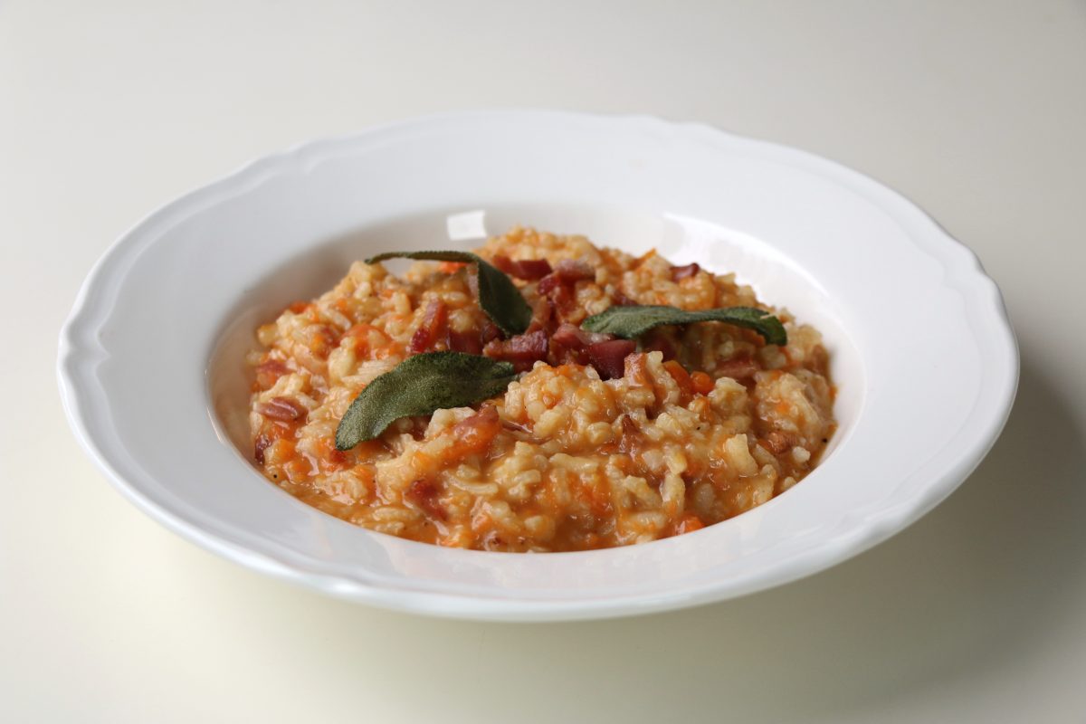 risotto z dynią i boczkiem